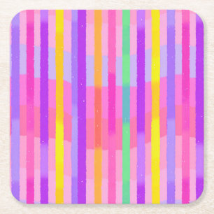 Süße Pastell-Regenbogenstreifen Rechteckiger Pappuntersetzer