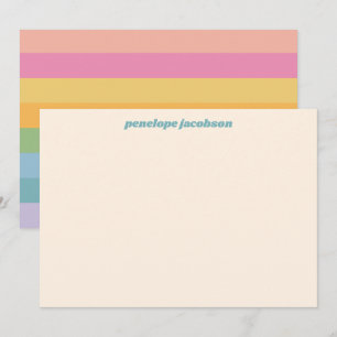 Süße Pastell-Regenbogenstreifen Retro Personalisie Mitteilungskarte