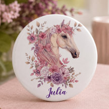 Süße Pastell-Rosa Lila Pferd Monogramm für Mädchen