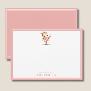 Süße Pastell-Tier-Giraffen-Ballerina-Baby-Party Mitteilungskarte