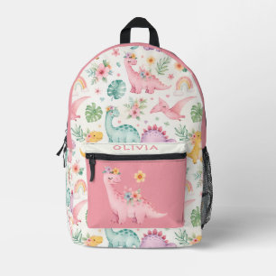 Süße Pastell-Wasserfarbe-Dinosaurier-Blumenmuster Bedruckter Rucksack