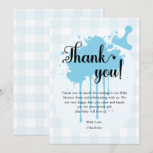 Süße Pastellblaue Gingham-Baby-Party