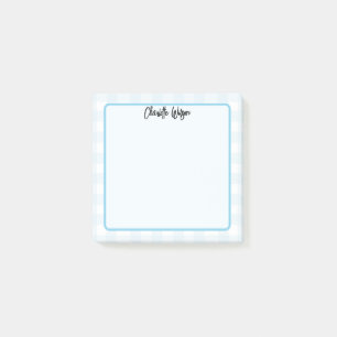 Süße Pastellblaue Gingham-Muster-Notizen Post-it Klebezettel