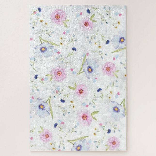 Süße Pastellfarben Blumen-Puzzles  (Vertikal)