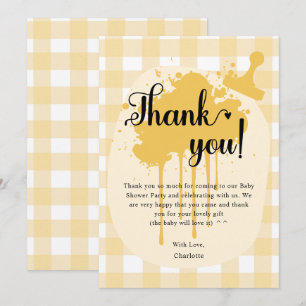 Süße Pastellorange Gingham-Babyparty Dankeskarte