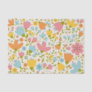 Süße pastellrosa, blaue und gelbe Blumen-Seidenpap Seidenpapier