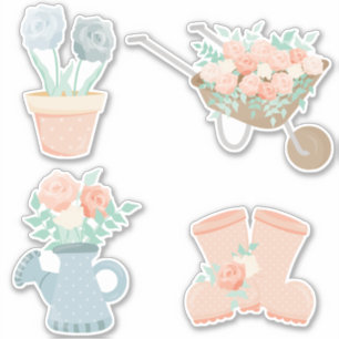 Süße Pastellrosa Blumen Garten Aufkleber