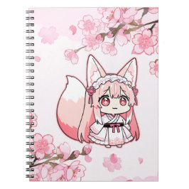 Süße Pastellrosa Chibi FuchsGirl Notizblock
