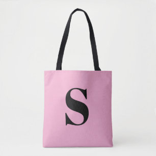 Süße Pastellrosa-Monogramm-Retro-Beschriftung Tasche