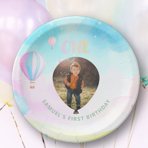 Süße Pastelonederland Aquarellfarbe 1. Geburtstag Pappteller