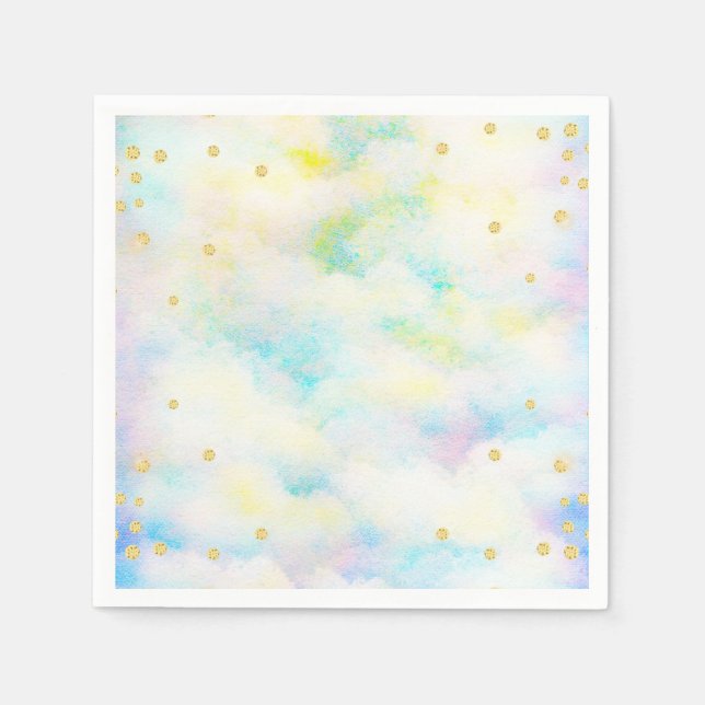 Süße Pastelwolken in Blau und Glitzer Serviette (Vorderseite)