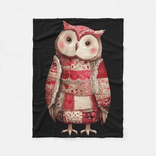 Süße Patchwork-Eule-Quilting-Liebhaber Valentinsta Fleecedecke (Vorderseite)