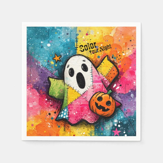 Süße Patchwork-Geist-Bunte-Spritzkunst Serviette (Vorderseite)