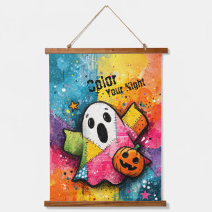 Süße Patchwork-Geist-Bunte-Spritzkunst Wandteppich Mit Holzrahmen