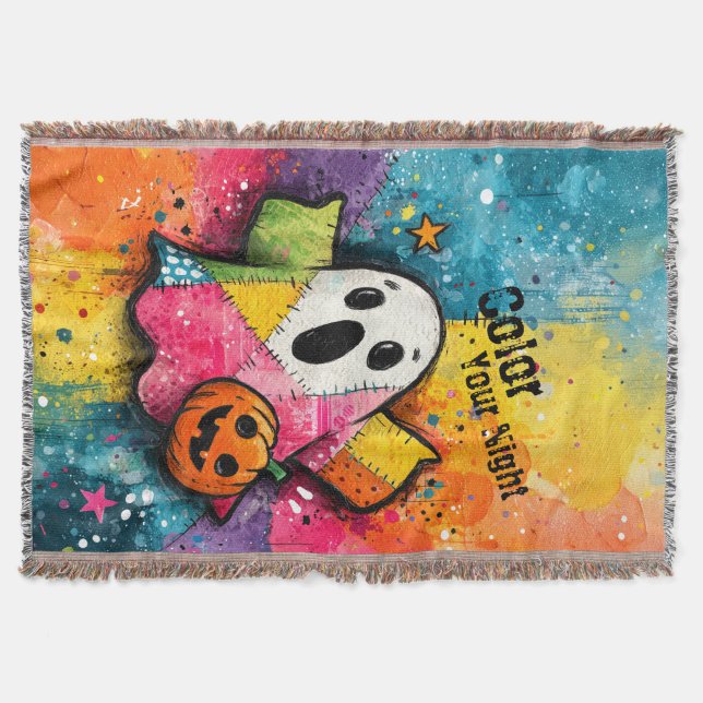Süße Patchwork-Geist Farbige Splatter-Kunst Decke (Vorderseite)