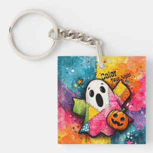 Süße Patchwork-Geist-Farbige Splatter-Kunst Schlüsselanhänger