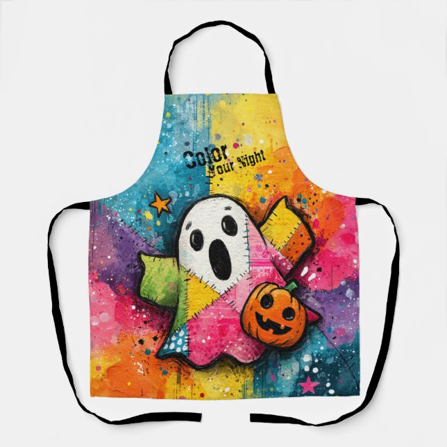 Süße Patchwork-Geist-Farbige Splatter-Kunst Schürze (Vorderseite)