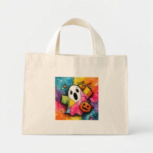 Süße Patchwork-Geister-Farben-Spritzkunst Mini Stoffbeutel