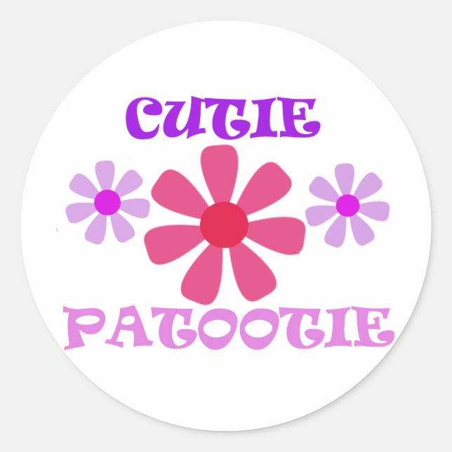 Süsse Patootie mit Blume Runder Aufkleber (Vorderseite)