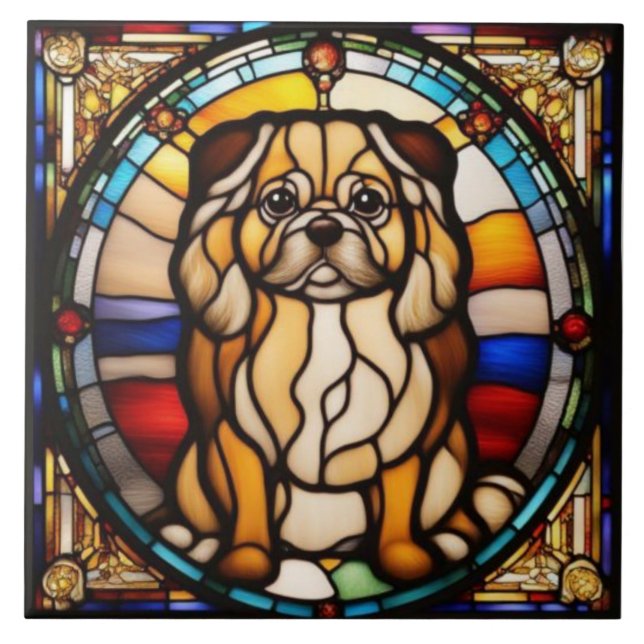 Süße Pekingese-Hund-Keramikfliese Fliese (Vorderseite)