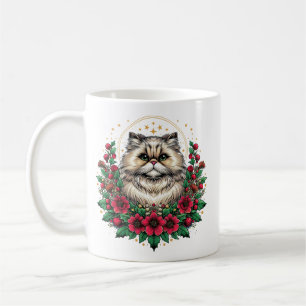 Süße Perserkatze, Perserkatze mit Blumenmuster Kaffeetasse