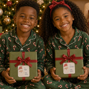 Süße personalisierte afroamerikanische Weihnachtsm Quadratischer Aufkleber