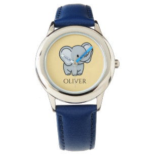 Süße personalisierte Baby-Elefanten-Kinder-Name  Armbanduhr