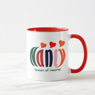 Süße personalisierte farbenfrohe "Nancy" Herzenskö Tasse