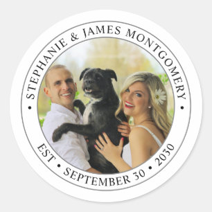 Süße personalisierte Foto-Hochzeit für Haustiere Runder Aufkleber