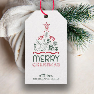 Süße personalisierte Fröhliche Weihnachten Doodle Geschenkanhänger