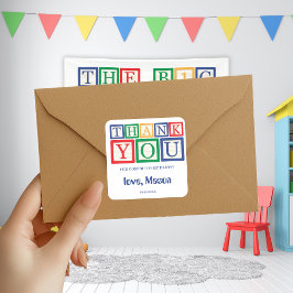 Süße personalisierte Grundfarben-Blöcke Danke Quadratischer Aufkleber