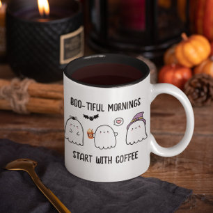 Süße personalisierte Herbst-Halloween-Geister Zweifarbige Tasse