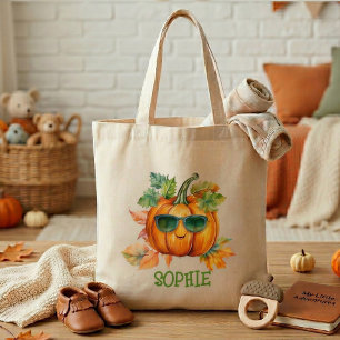 Süße personalisierte Herbst-Kürbis-Kindertasche Tragetasche