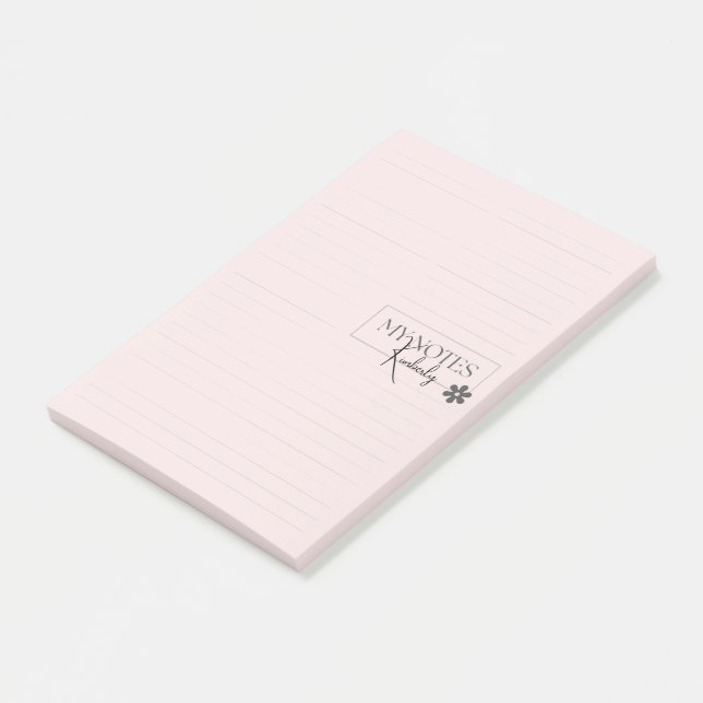 Süße personalisierte linierte einfache moderne ros post-it klebezettel (angewinkelt)