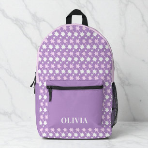 Süße personalisierte Mädchen lila rosa Sterne Kind Bedruckter Rucksack
