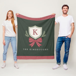 Süße personalisierte Monogramm gestreifte Schleife Fleecedecke
