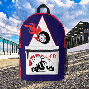 Süße personalisierte Sportrennwagen-Rucksack für J Bedruckter Rucksack