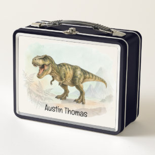 Süße personalisierte T-Rex-Kinder-Lunchbox mit Nam Metall Brotdose