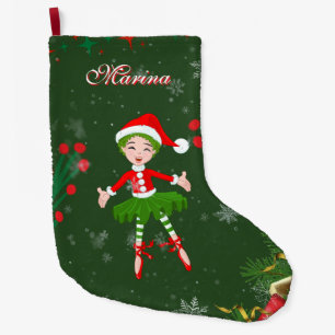 Süße personalisierte Weihnachts-Elfen-Ballerina Großer Weihnachtsstrumpf