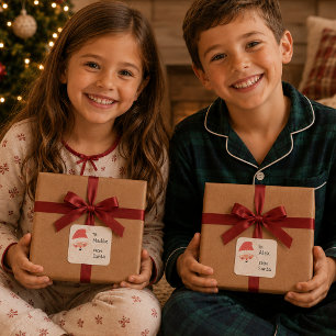 Süße personalisierte Weihnachtsmann-Geschenkanhäng Quadratischer Aufkleber