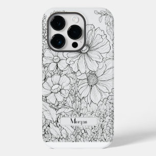 Süße personalisierte weiße florale Wildblume iPhone 14 Pro Hülle