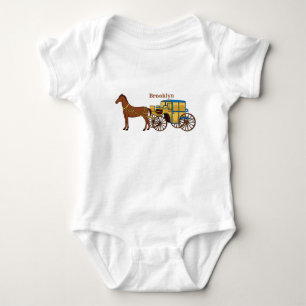 Süße Pferd- und königliche Kutsche-Illustration Baby Strampler