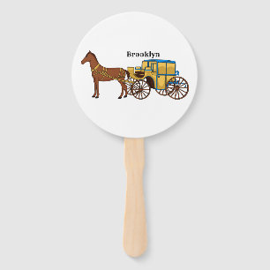 Süße Pferd- und königliche Kutsche-Illustration Fächer