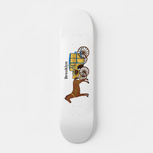 Süße Pferd- und königliche Kutsche-Illustration Skateboard