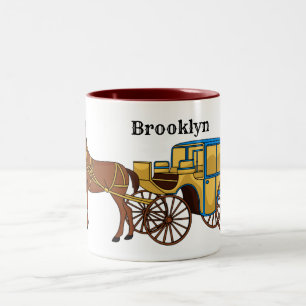 Süße Pferd- und königliche Kutsche-Illustration Zweifarbige Tasse