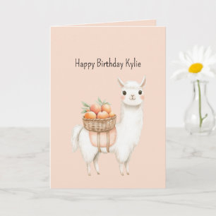 Süße Pfirsich Lama Geburtstag Karte