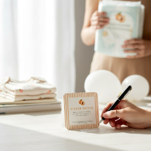 Süße Pfirsich-Windel-Raffel-Baby-Shower-Karte Begleitkarte