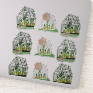 Süße Pflanzen Gewächshaus Illustration Set Sticker