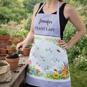 Süße Pflanzenlady Blumen Gärtnerei Monogramm Name Schürze