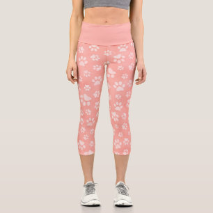 Süße Pfoten Muster Rosa Capri Leggings